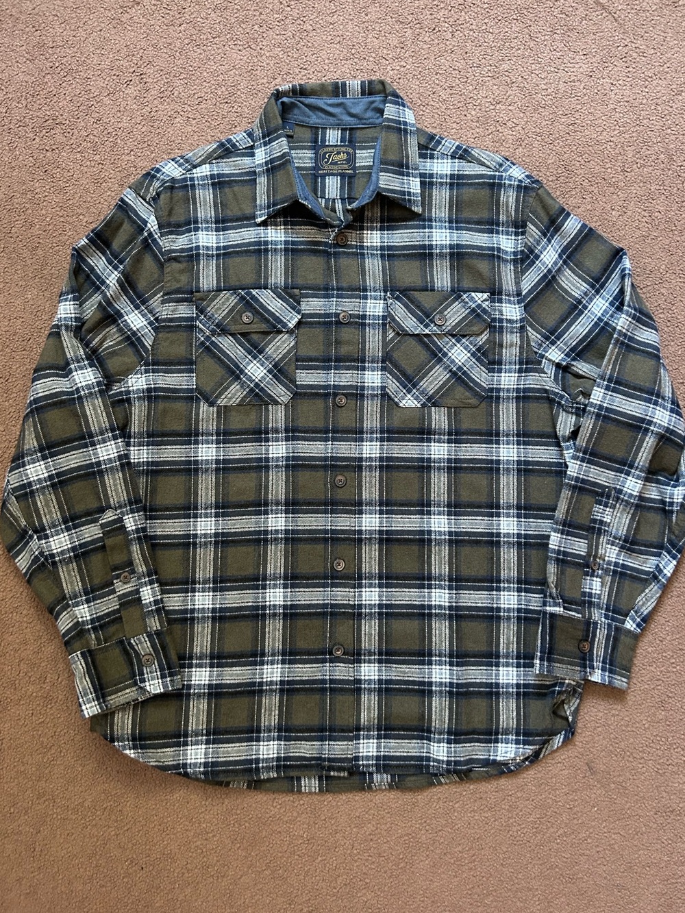 Jachs Men’s Plaid Flannel Button Front Shirt Long Sleeve Size Large Long Sleeve